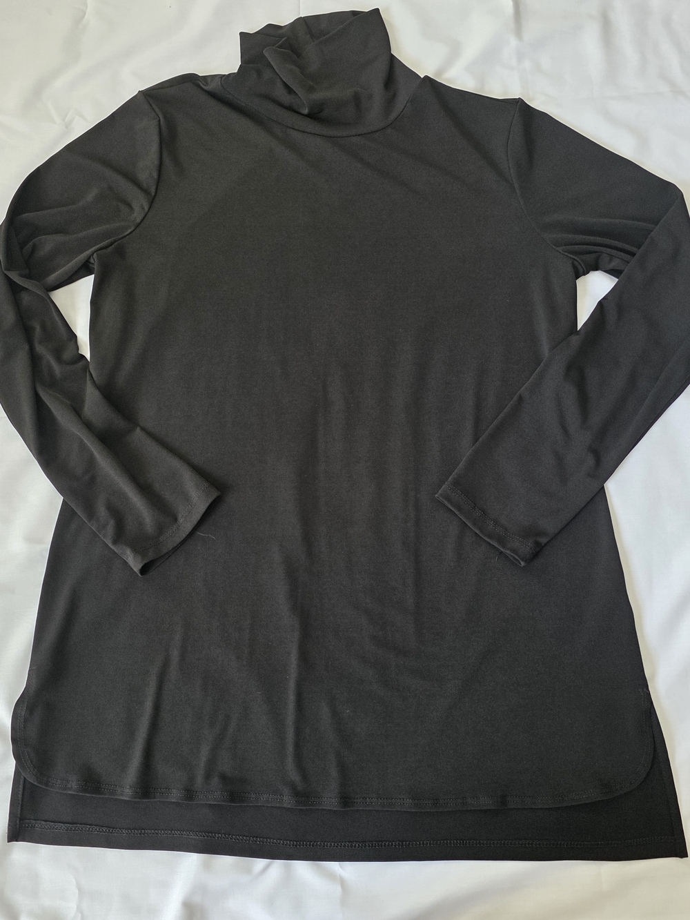 Susan Graver Modern Essentials Liquid Knit Turtleneck Tunic Black Small S